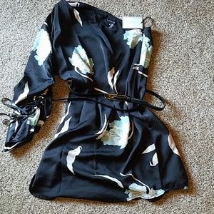 1. STATE one shoulder black floral dress